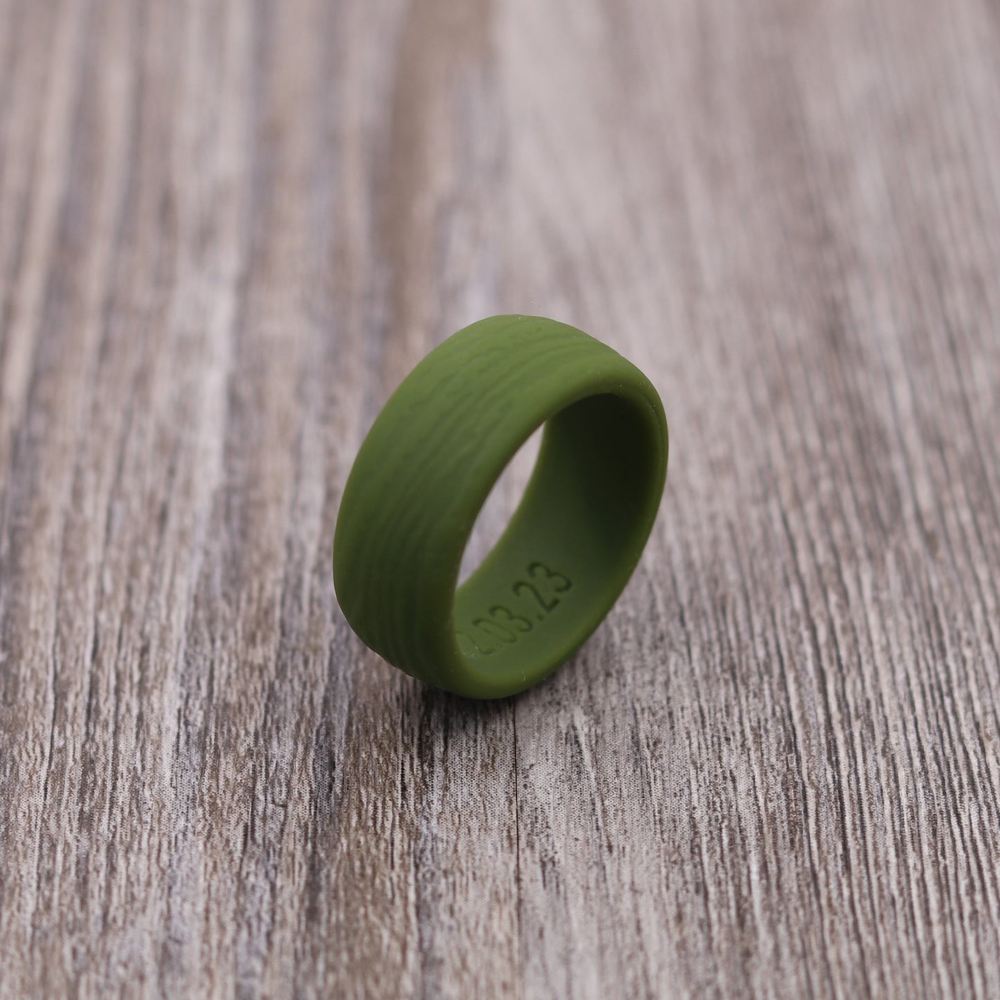 8.7MM Tree Bark Textured Silicone Ring - PERSONALIZED