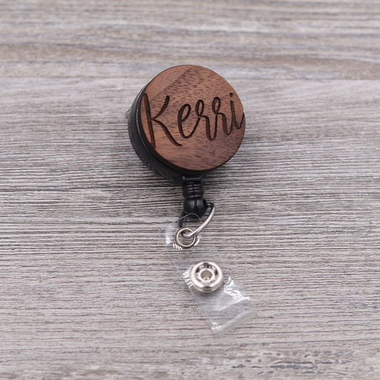 Cursive Name Badge Reel